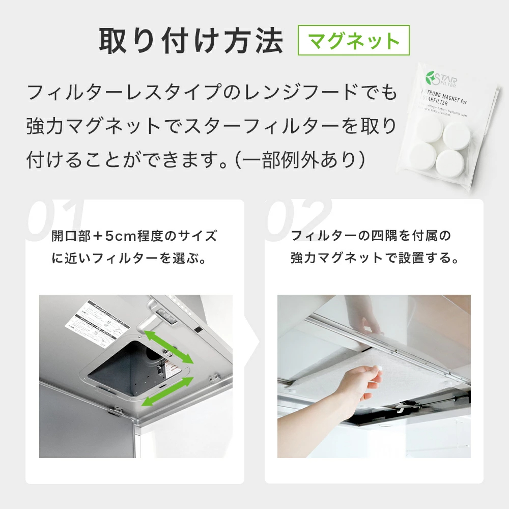 【楽天総合1位】 スターフィルター 換気扇フィルター レンジフードフィルター レンジフィルターカバー スターターセット 強力マグネット+交換フィルター3枚 シロッコファン 不燃性ガラス 繊維タイプ 新居 新築 節約 便利グッズ 年末年始 大掃除